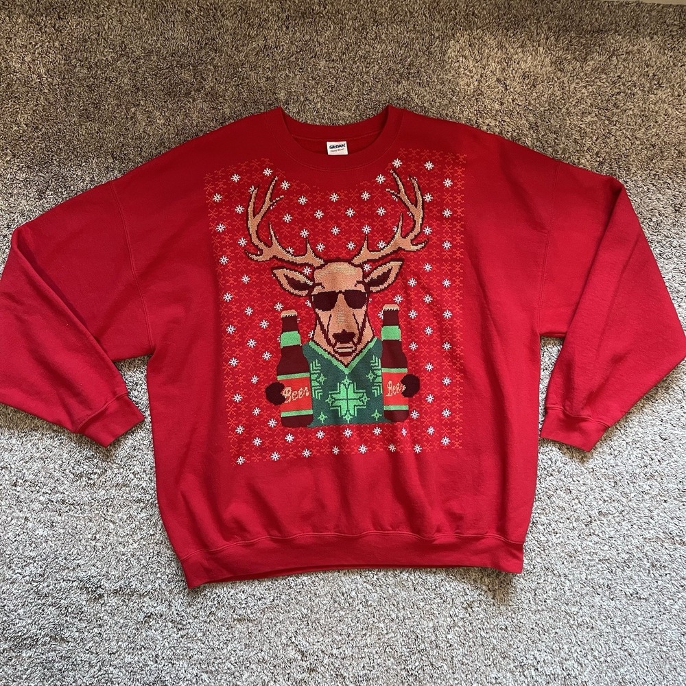 Ugly Christmas Sweater Men's 3XL Reindeer Beer Funny Holiday Xmas